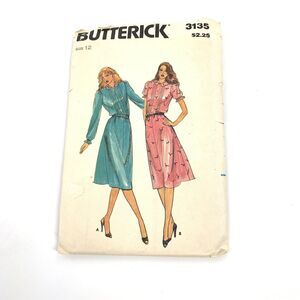 Vintage 1980s Butterick Dress Sewing Patterns Size 12 Womens Career Modest L